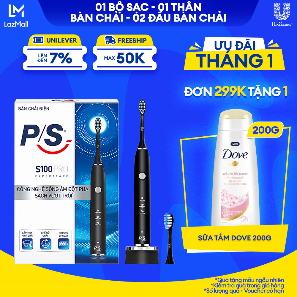 Bàn Chải Điện P/S S100 PRO Công Nghệ Sóng Âm Chải Sạch Mảng Bám Tới 10X