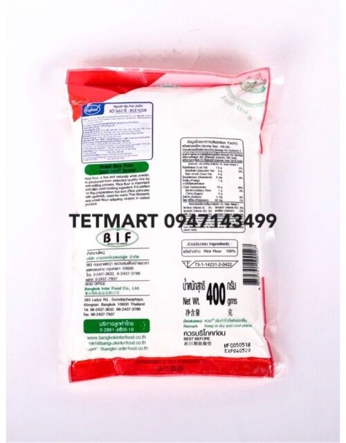 Tinh bột gạo tẻ 400g - Thái Lan nhập khẩu