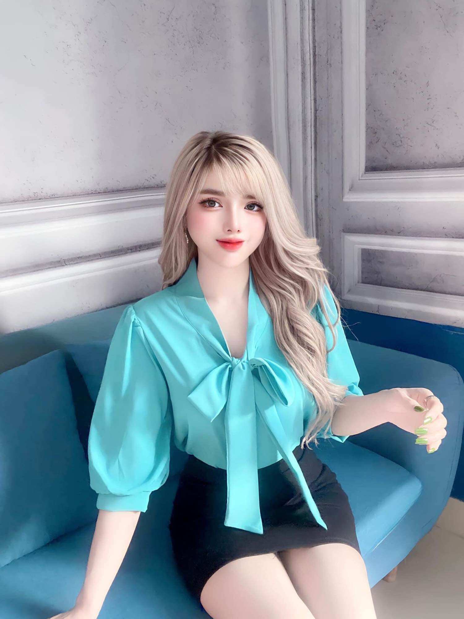 Áo công sở thắt nơ tay lỡ hàng full size & 103