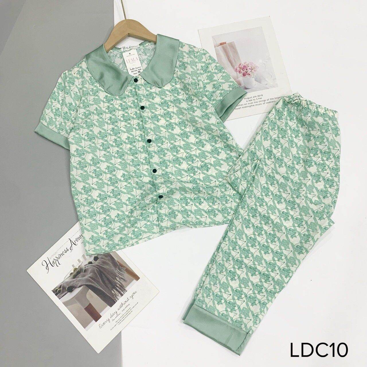 Bộ pijama lụa mango quần dài cao cấp có size