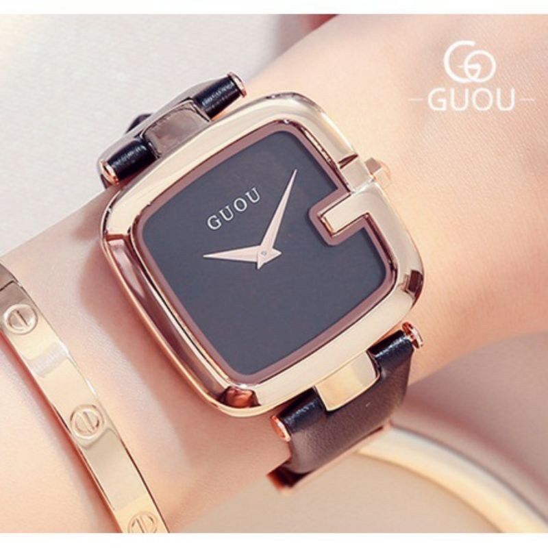 [HCM]Đồng hồ nữ GUOU mặt vuông cao cấp (Đẹp từng milimet)