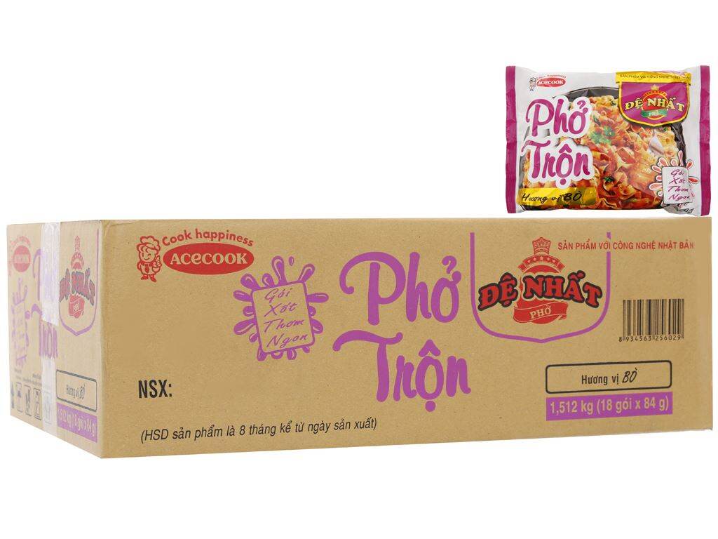 Phở Trộn Đệ Nhất Hương Vị Bò ( 82g × 18 gói )....date mới