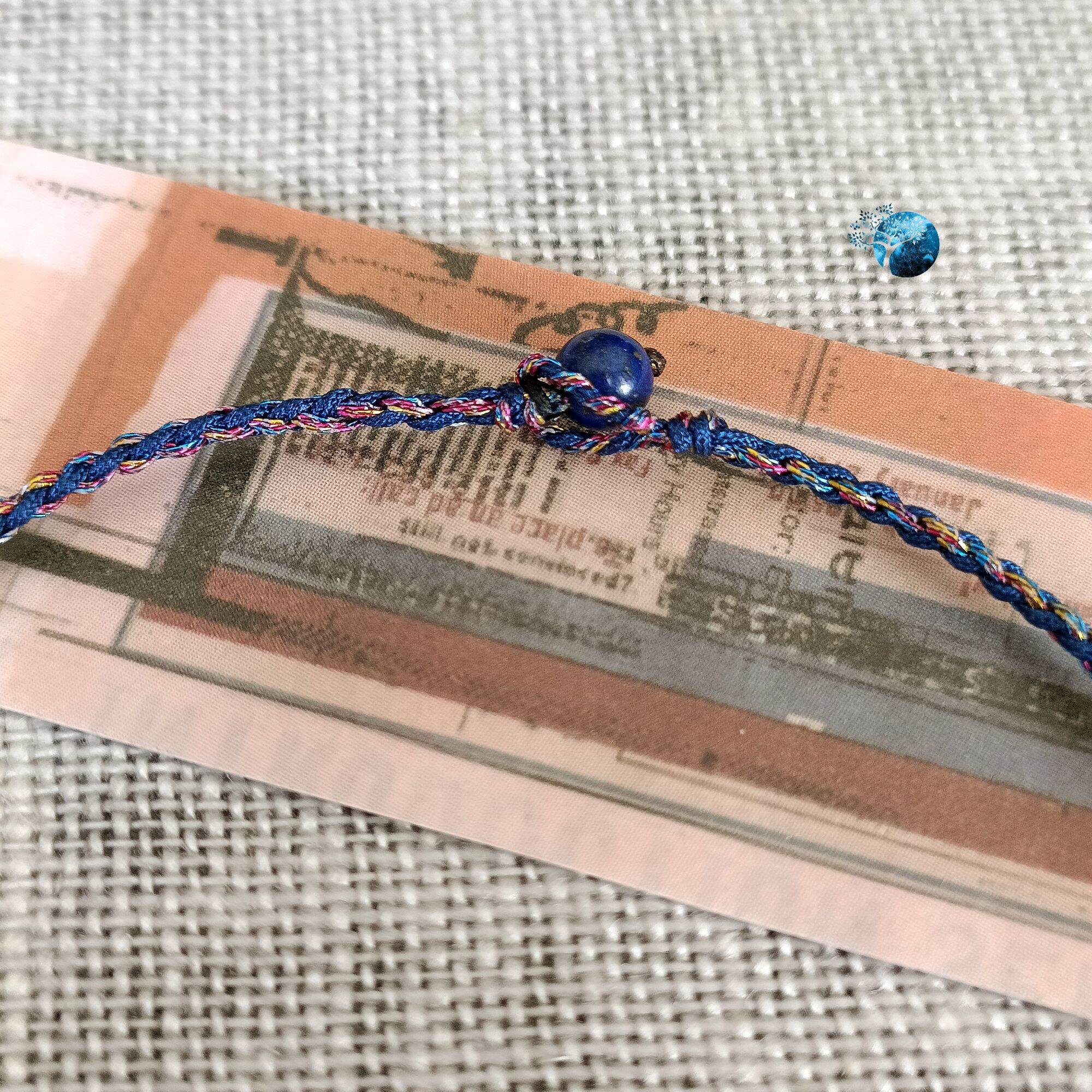 Vòng tay tết dây đá lapis lazuli