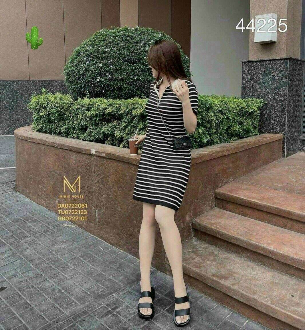 ĐẦM SỌC ZIP KÉO ĐẦM TAY NGẮN FORM 50KG(PC)