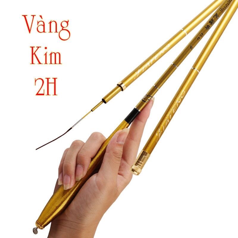 Cần câu tay câu đơn câu đài vàng kim 2H siêu dẻo tặng ngọn cần phụ