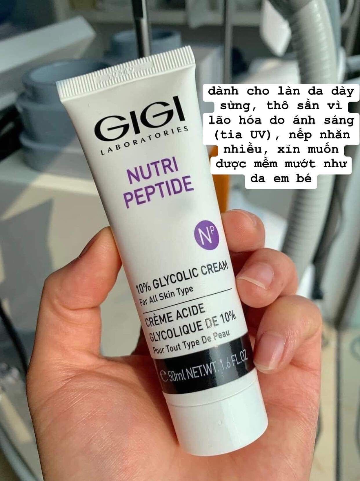 10g chiết Kem dưỡng tẩy da chết, làm sáng da, chống lão hóa: GIGI Nutri Peptide 10% Glycolic Cream