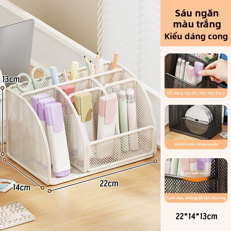 evesigar | Hộp Đựng Bút Để Bàn Đa Năng Với Khay Tổ Ong Kim Loại Dung Lượng Lớn