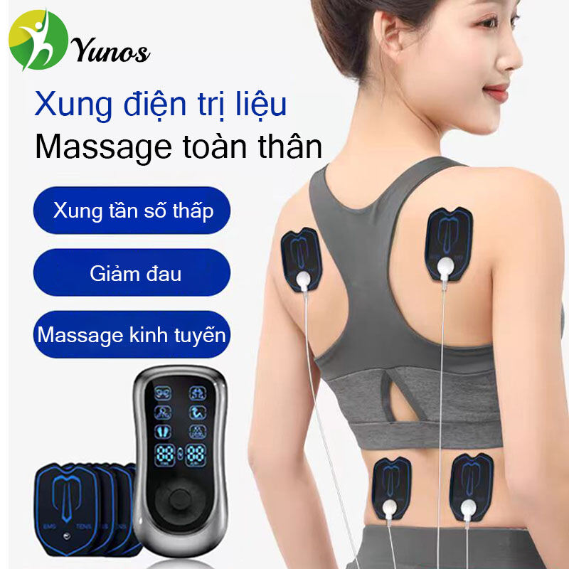 Yunos Máy massage xung điện trị liệu cao cấp chính hãng 8 Miếng Dán , máy mát xa 6 chế độ massage 19 cường độ xung điện