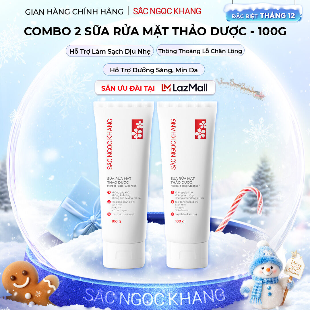  Combo 2 sữa rửa mặt Sắc Ngọc Khang 100g dưỡng da trắng sáng với tinh chất hoa anh đào công thức dịu nhẹ phù hợp pH sinh lý làn da 5.5 không chứa xà phòng II 