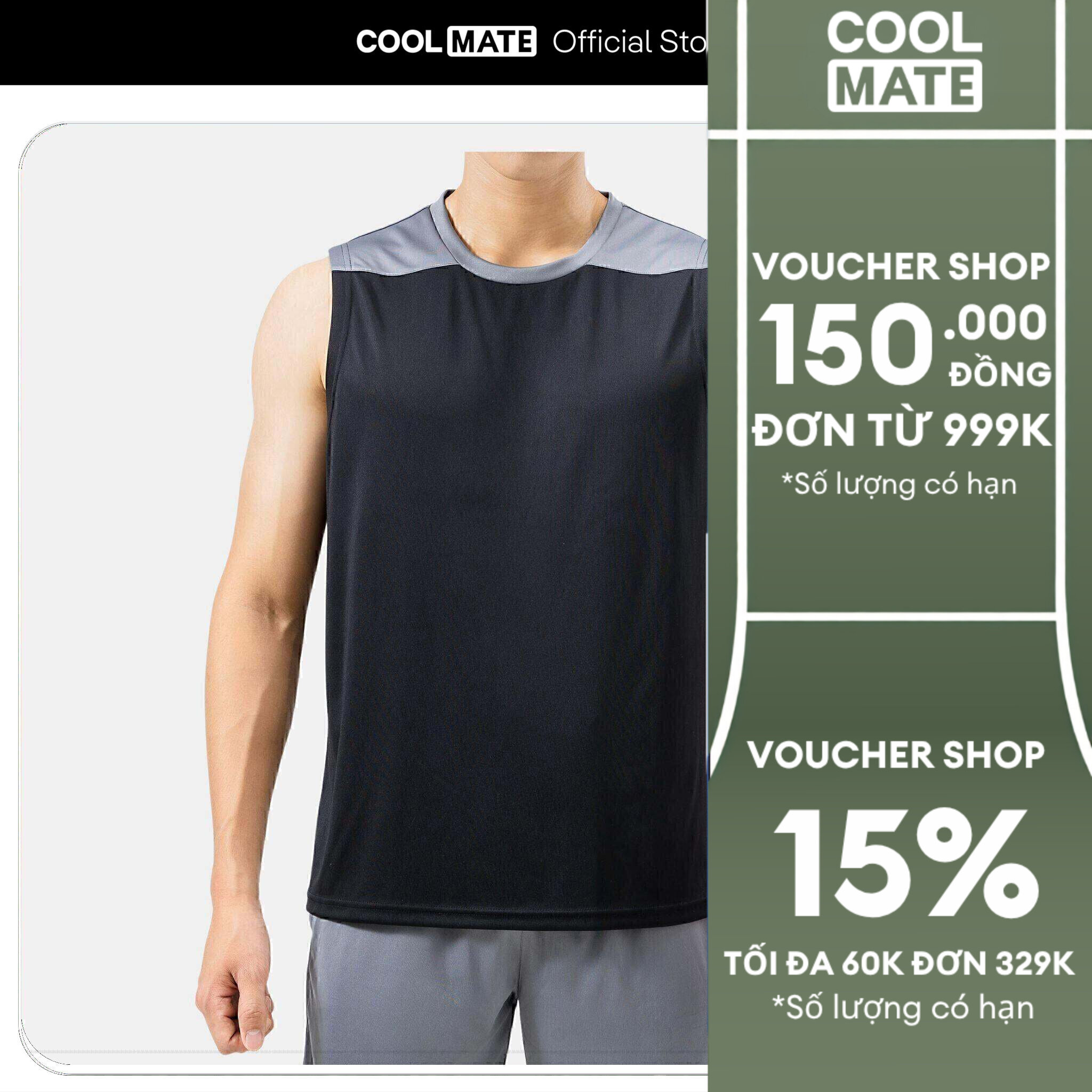 [GIÁ TỐT][OUTLET - KHÔNG ĐỔI TRẢ]Áo Tanktop thể thao nam Active phối màu thoáng khí - Coolmate
