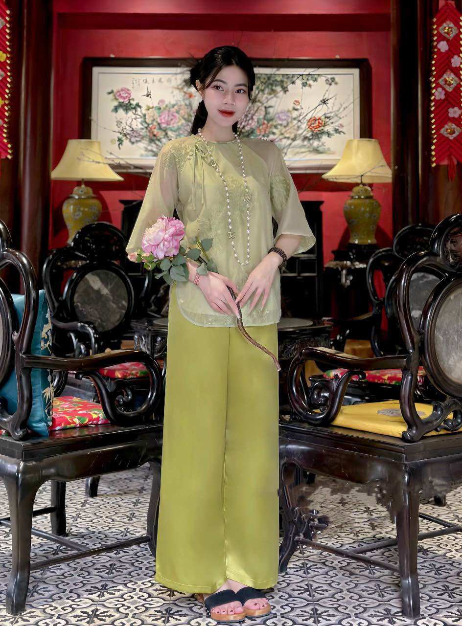 Đồ Lam Đi Chùa# _ Mẫu Mới Cao Cấp ( Chất Vải VOAN LỤA)