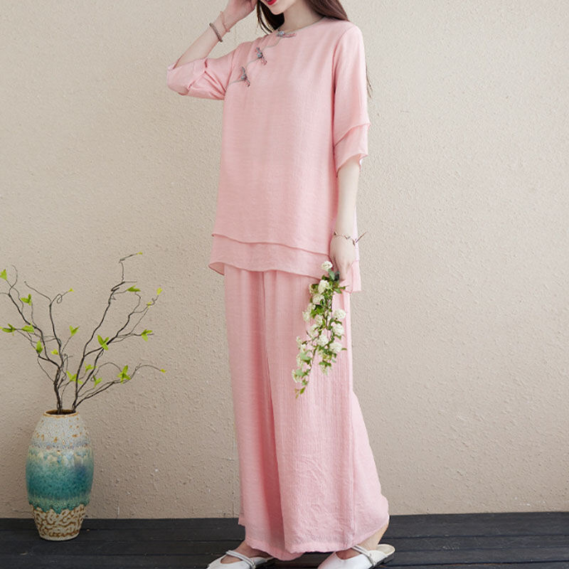 Bộ Đồ Thiền Nữ Phong Cách Trung Hoa Cổ Điển Cotton Mùa Hè 2023 Thiết Kế Giản Dị Cho Phụ Nữ Từ 18-25 Tuổi