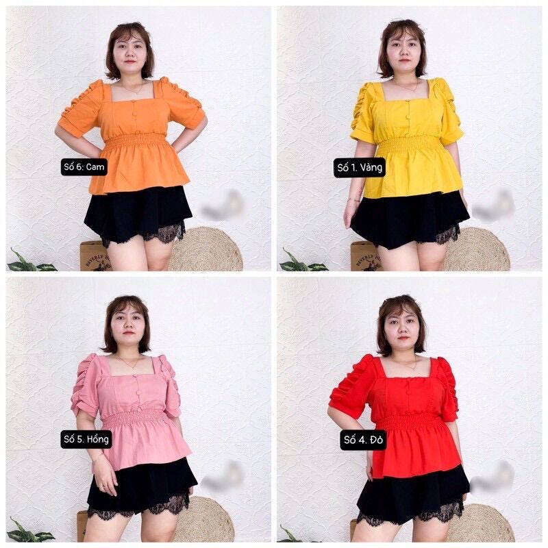 (SHOP TÁO ĐỎ BIGSIZE 50kg đến 90kg) áo peplum bo eo