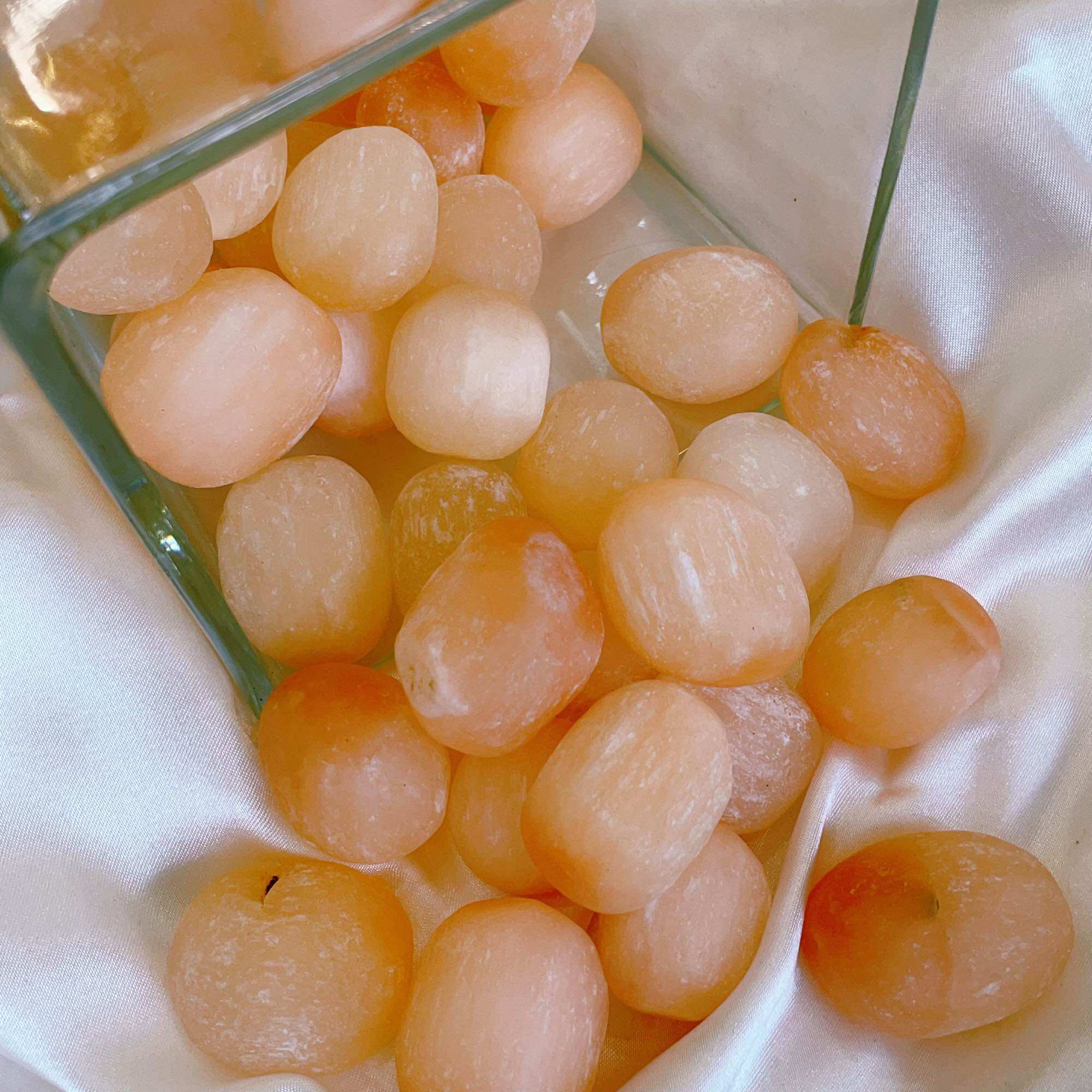 Tumble Selenite cam, Orange Selenite thiên nhiên, thanh tẩy Năng Lượng xấu, Cleansing