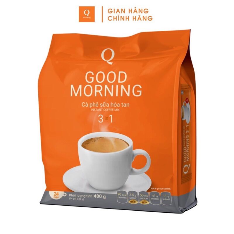 Cà phê hòa tan 3 in 1 Goodmorning cafe sữa uống liền Trần Quang