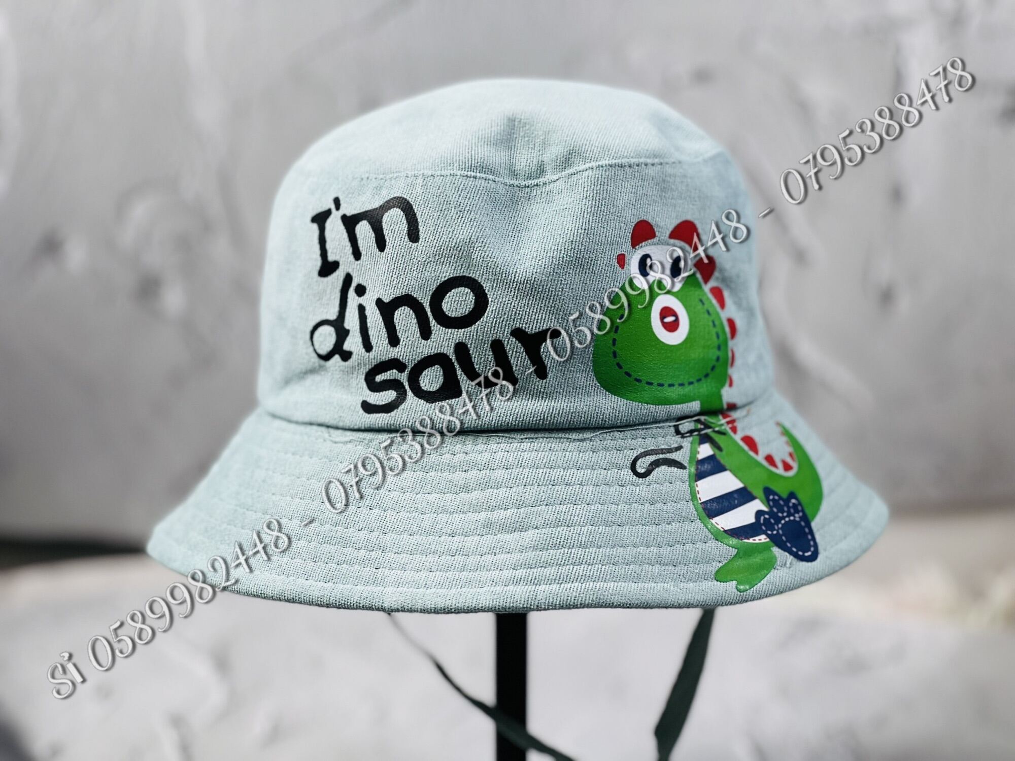 Mũ bo bucket - Nón Tai bèo phối dây khủng Long 🦖 xanh cute cho bé trai bé gái cute 1tuổi đến 5t