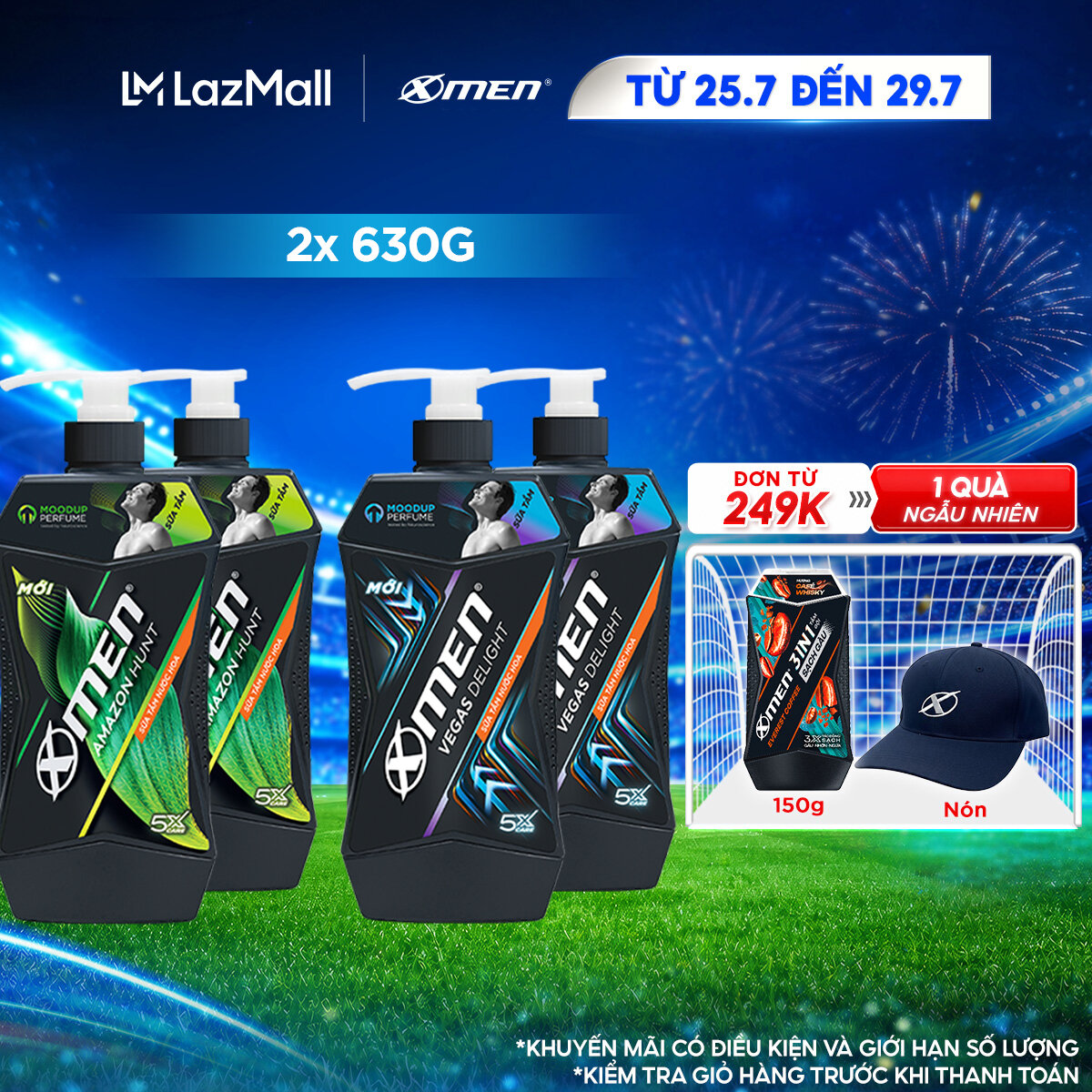 [Mới] Combo 2 Sữa tắm Xmen Amazon Hunt/ Vegas Delight 630g - Công nghệ mùi hương giúp tinh thần phấn chấn