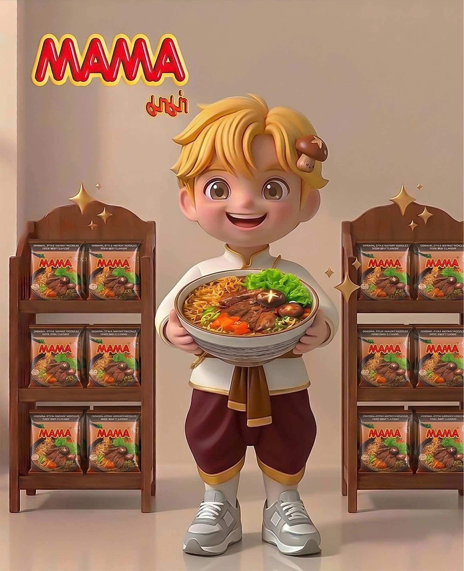 MÌ MAMA THÁI LAN HƯƠNG THỊT BÒ HẦM 60G(THÙNG 30 GÓI)