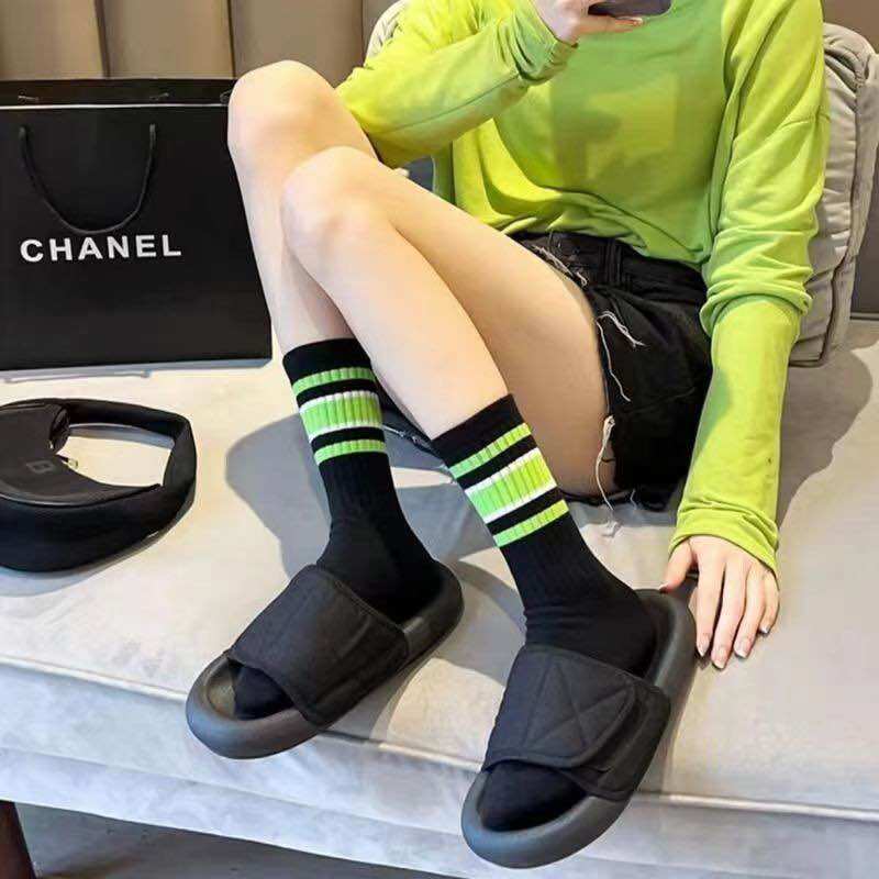 Set 5 vớ nữ cổ cao, vớ kẻ sắc màu