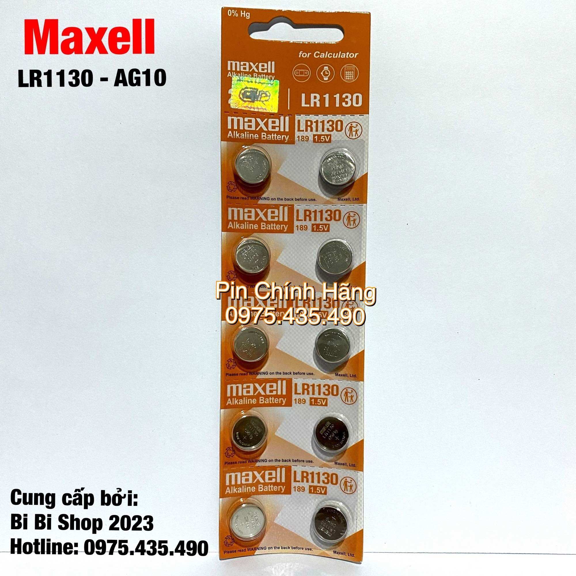 Pin lr1130 ag10 189 maxell chính hãng vỉ 10 viên