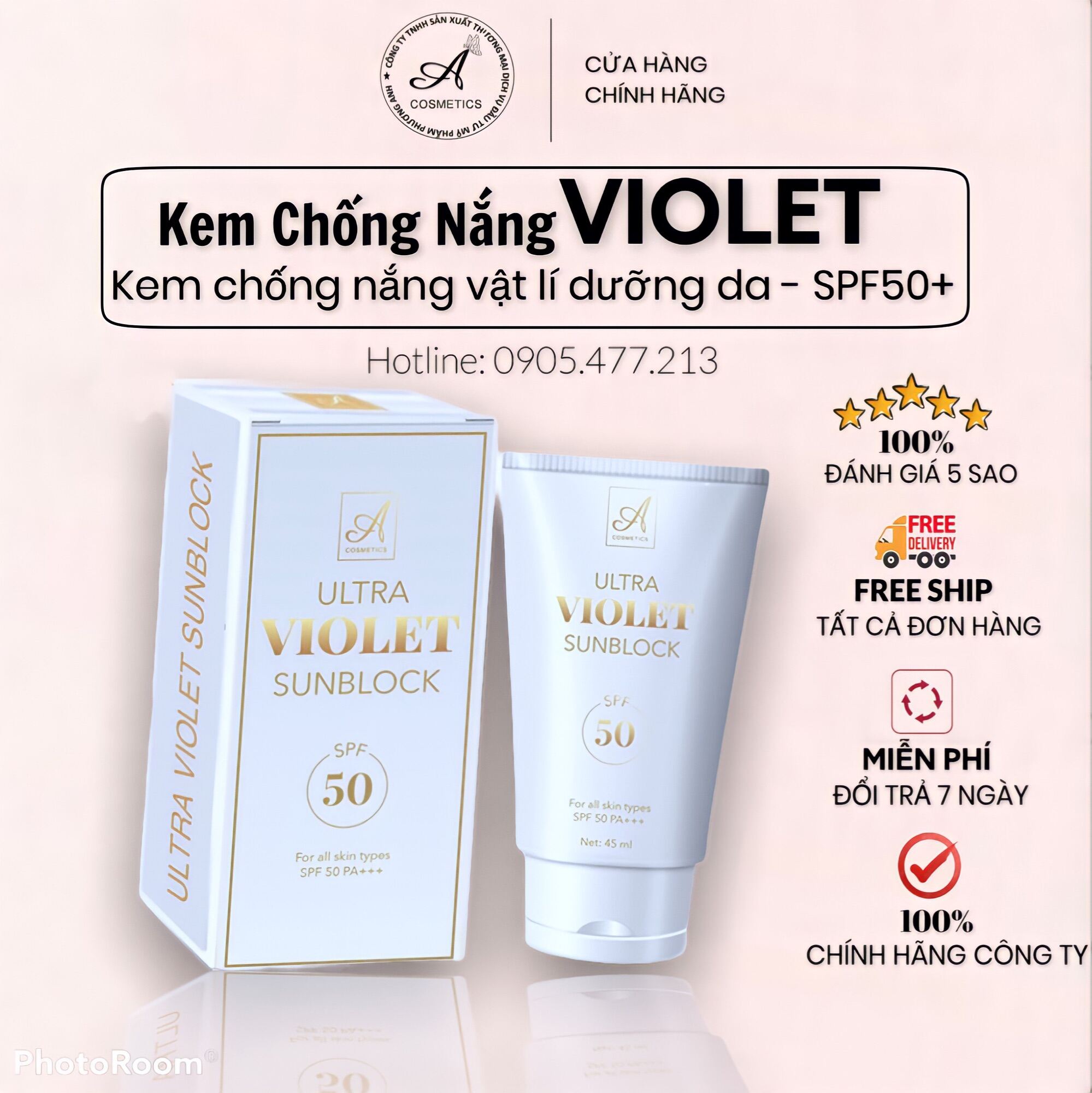 Kem Chống Nắng Vật Lí Violet [Dưỡng Da]