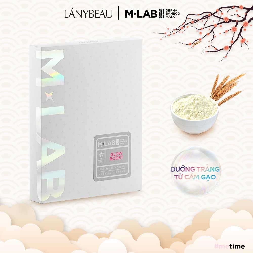Mặt nạ dưỡng da trắng sáng, đều màu lánybeau mlab derma bamboo glow boost hộp 7 miếng