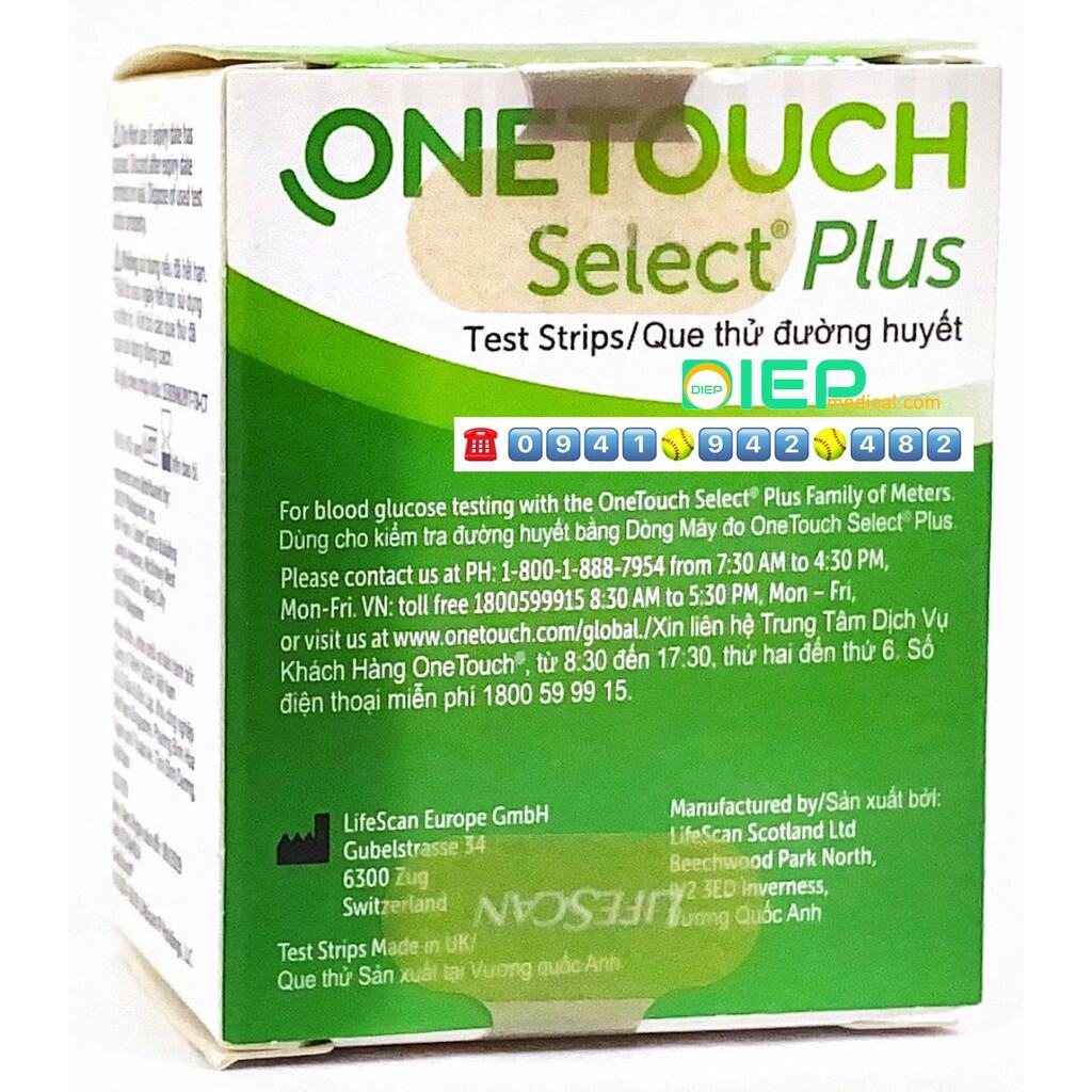 QUE THỬ ĐƯỜNG HUYẾT ONETOUCH SELECT PLUS SIMPLE - HỘP 25 QUE THỬ
