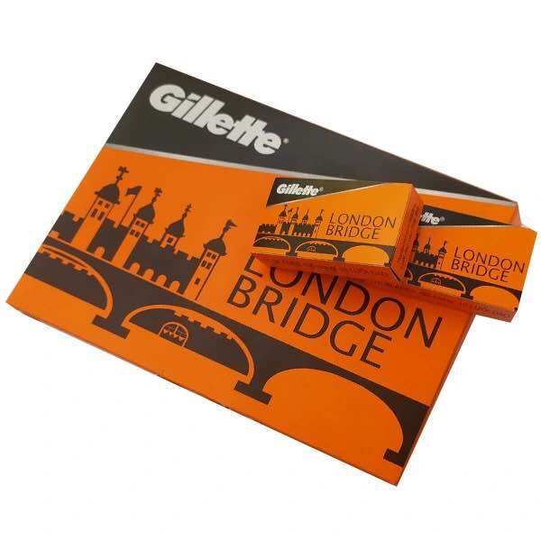Box of 100 Gillette Razor Blades - London Bridge (Orange)