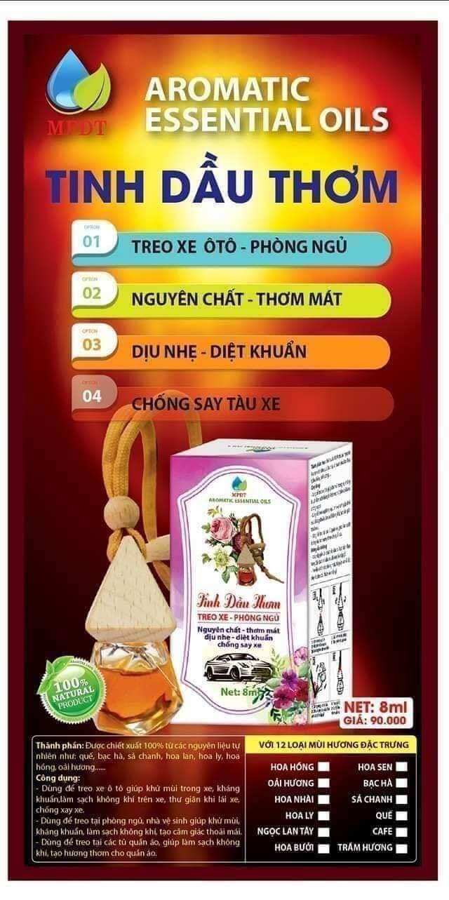 Tinh dầu thơm Treo ngân bình, treo xe, tủ quần áo, thanh lọc không khí