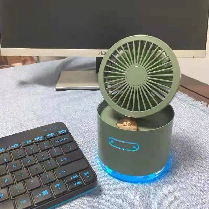 Quạt để bàn máy phun sương có đèn LED phong cách retro