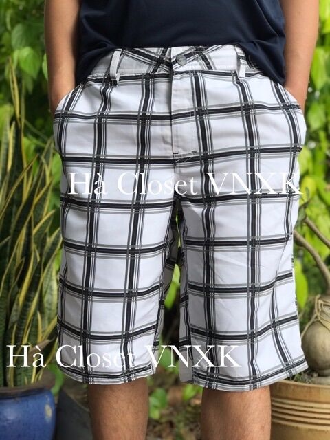 Quần đùi caro nam túi hộp xuất dư