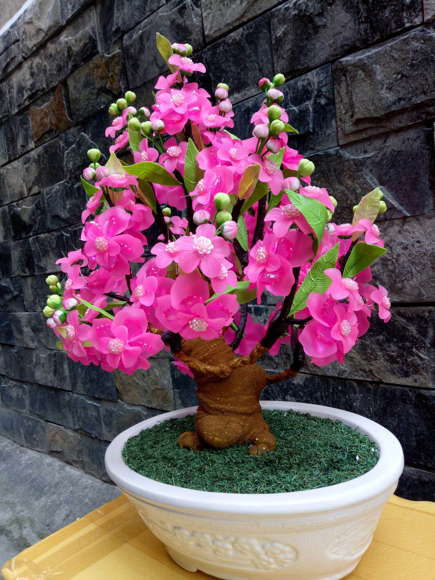 Chậu hoa đào pha lê (45x35x35)