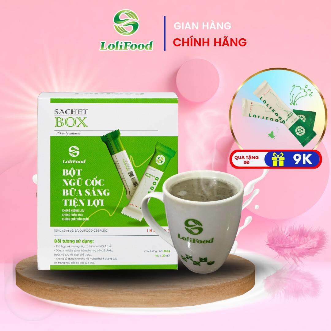 Bột Ngũ Cốc Tiện Lợi Ăn Sáng Tiện Lợi Lolifood (hộp 20 gói x18gr)