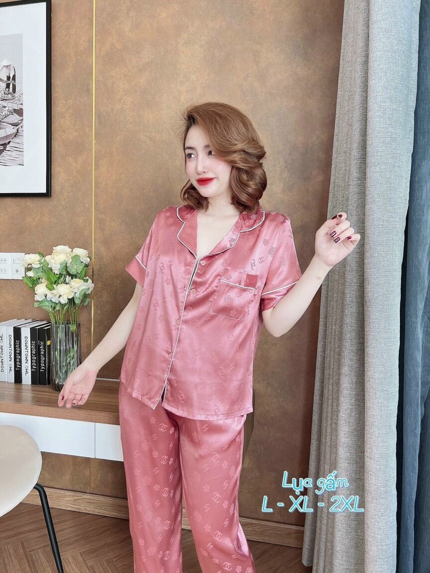 Bộ pyjama nữ lụa gấm cao cấp bigsize 2xl 65-75kg quần dài tay ngắn