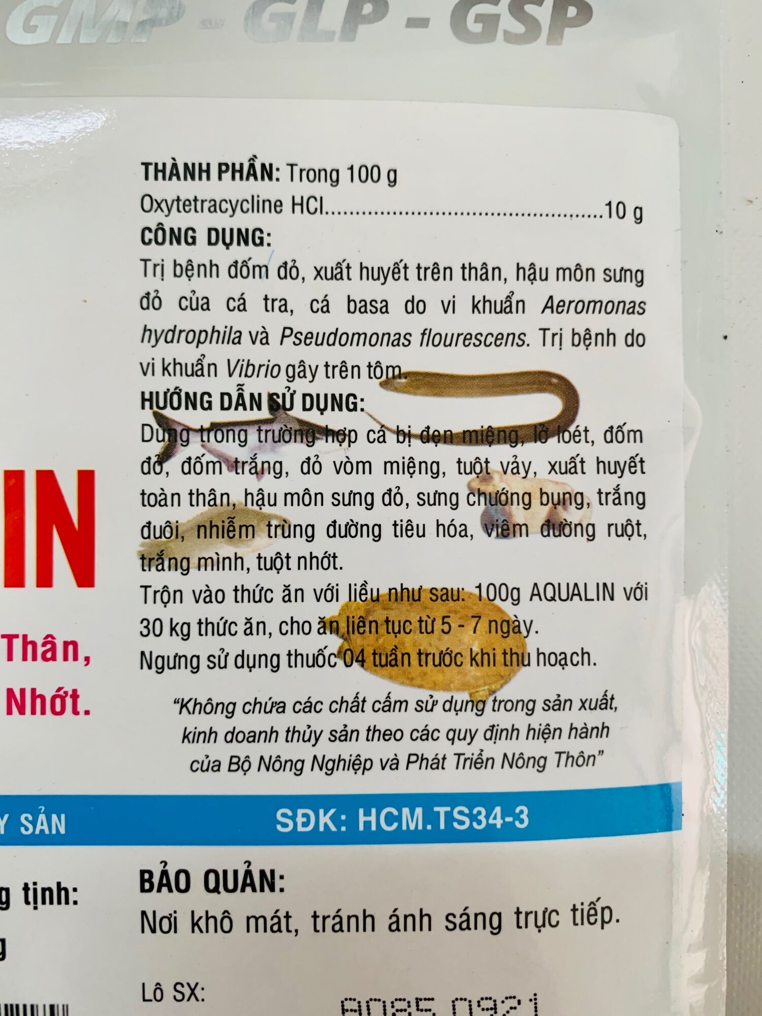 Aqualin gói 100g - đẹn miệng, đóm đỏ, đóm trắng