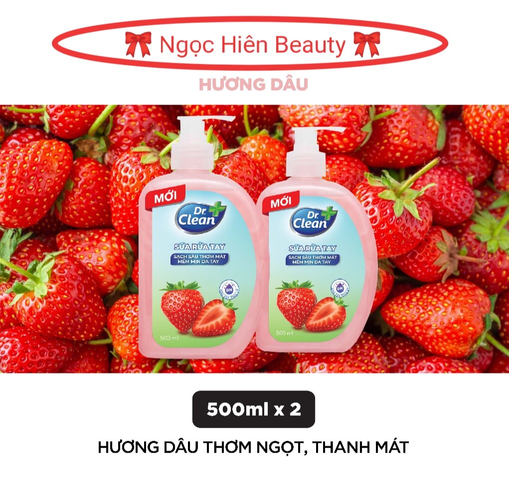 (Combo 4 Chai) Nước rửa tay Dr Clean 500ml Hương Dâu