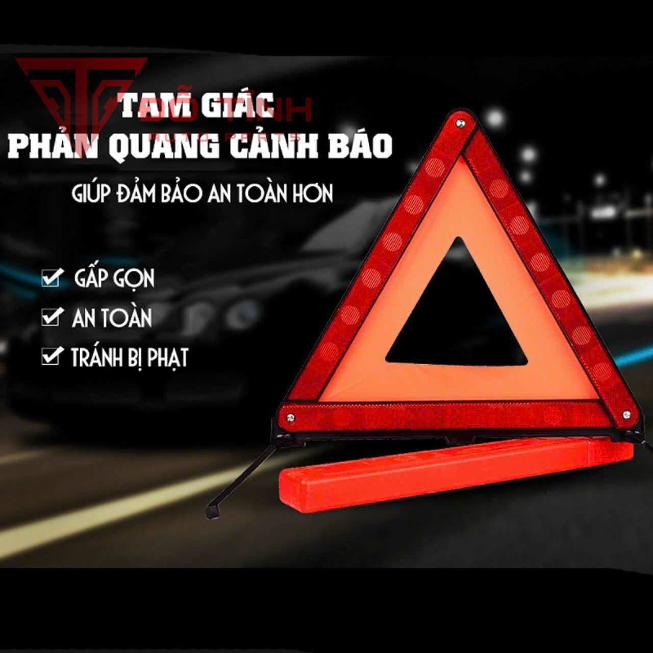 Cảnh báo tam giác phản quang gấp gọn. Phản quanh tam giác 43cm