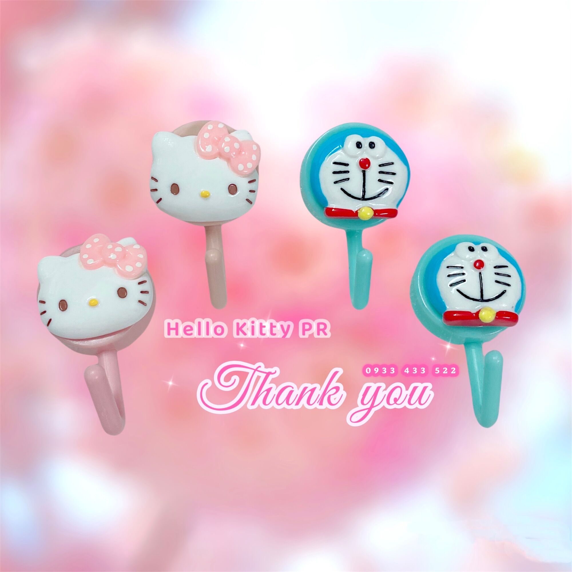 [Freeship Max] Set 2 móc dán Hello Kitty - Doremon Doraemon