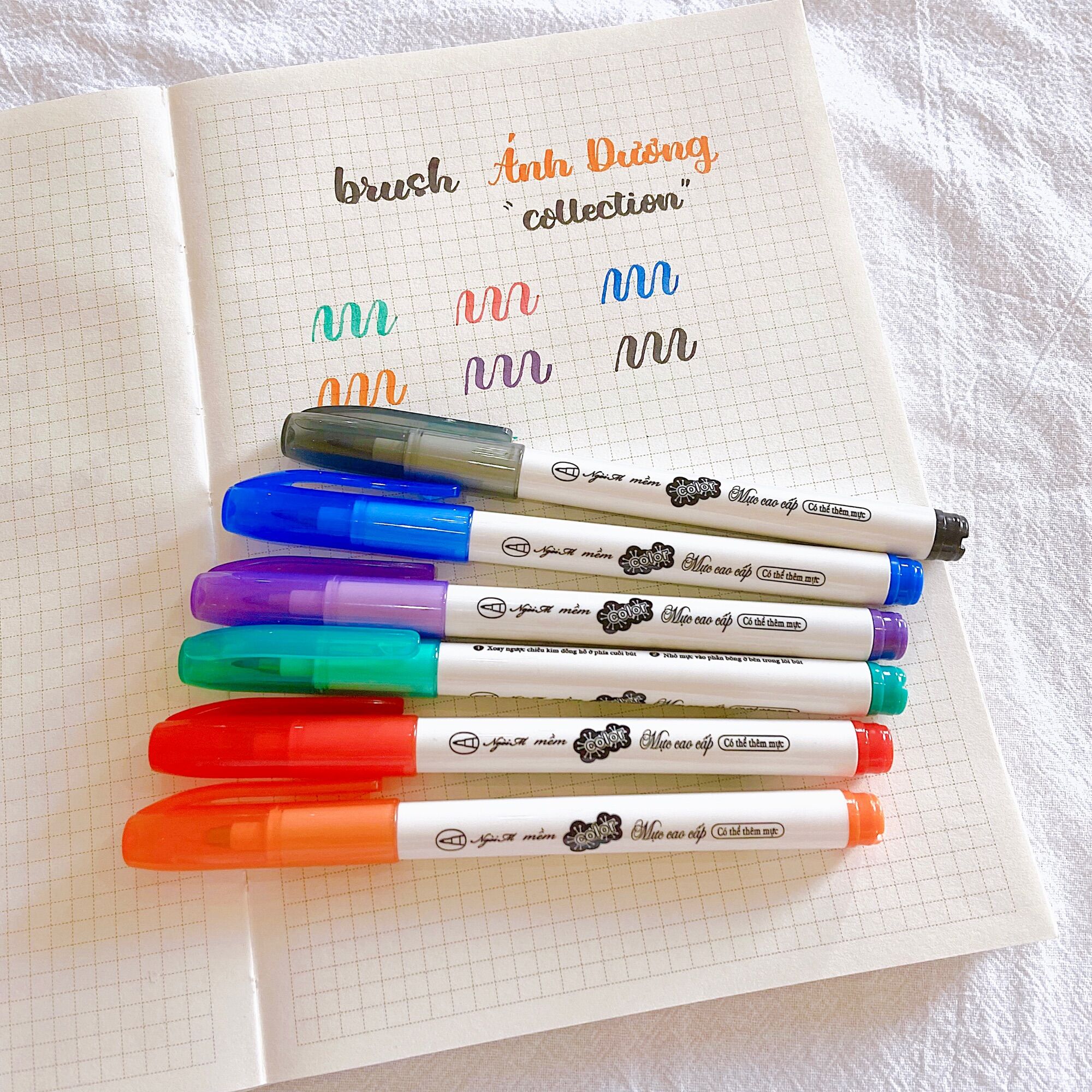 BỘ 6 BÚT BRUSH ÁNH DƯƠNG LUYỆN CALLIGRAPHY - SAMY STUDY STATIONERY