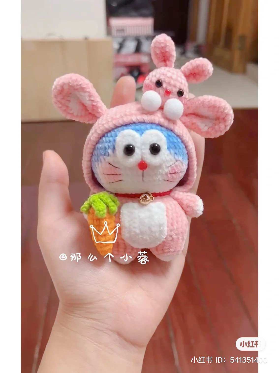Móc khoá doremon mũ thỏ siêu cute/ mèo mon len handmade