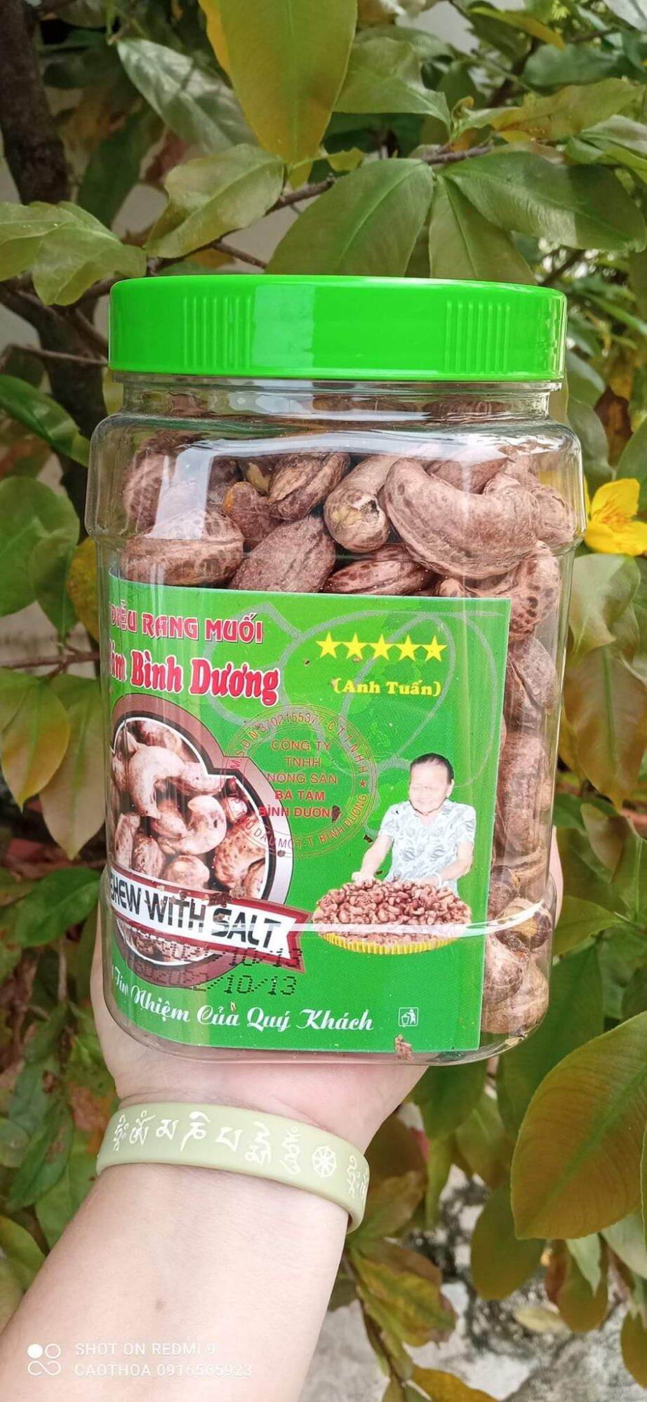 Hạt điều rang muối Bà Tám Bình Dương hủ 500gr