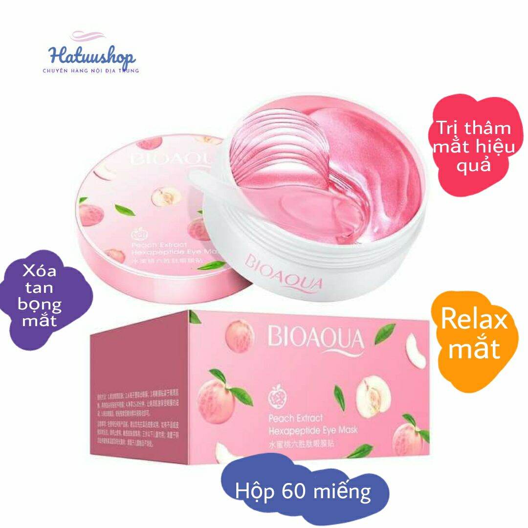 (Hộp 60 Miếng)Mặt Nạ Dưỡng Mắt Bioaqua Đào Giúp Mờ Thâm