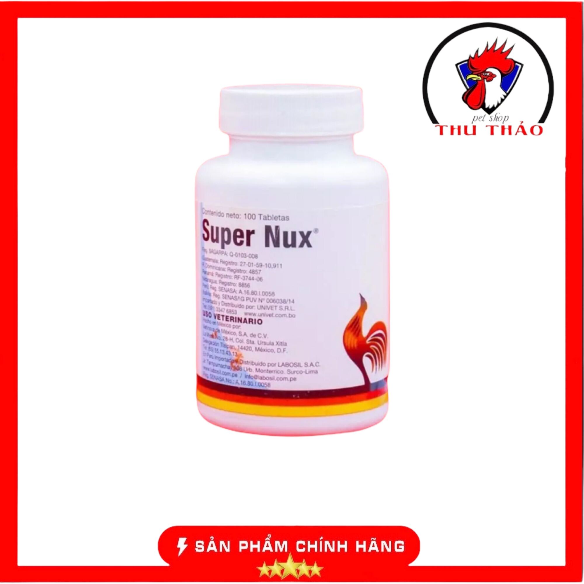 Thuốc nuôi gà đá SUPER NUX dinh dưỡng cho gà đá lọ 100 viên