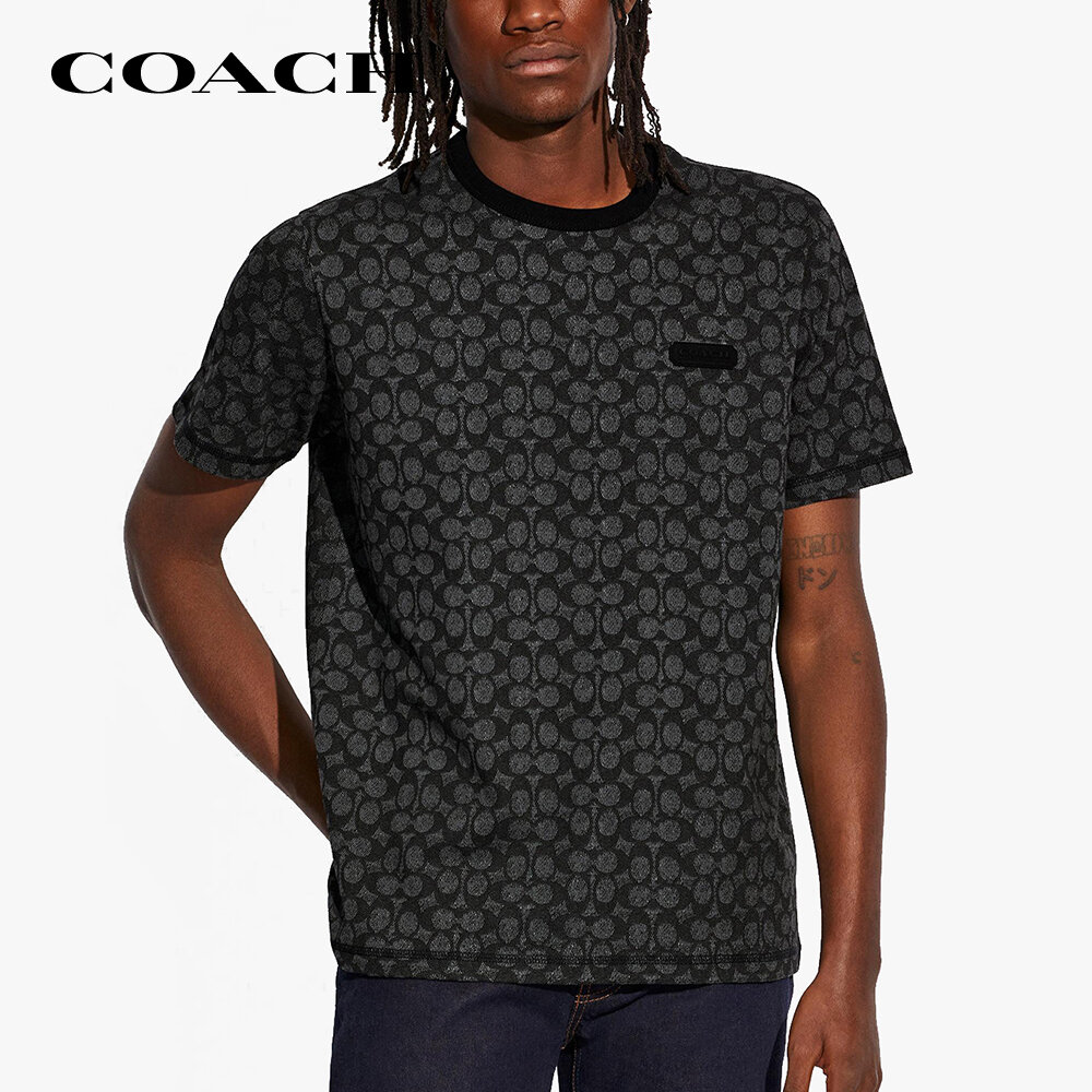 Coach - áo thun nam cổ tròn ngắn tay essential organic cotton c5763-r8e