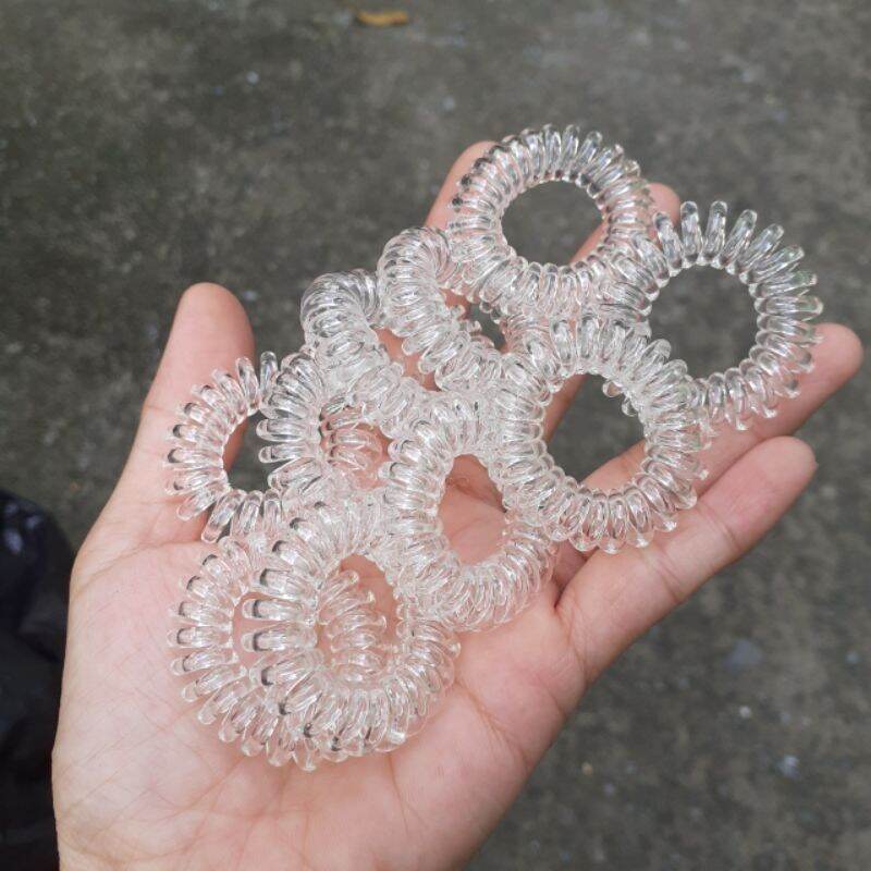 Túi 10 Lò xo cột tóc màu trắng trong suốt (Cở 2.5cm)