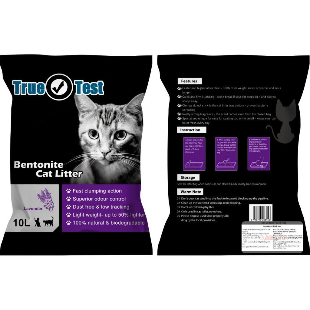 CÁT VỆ SINH CHO MÈO - CÁT TRUE TEST BENTONITE 5L 10L