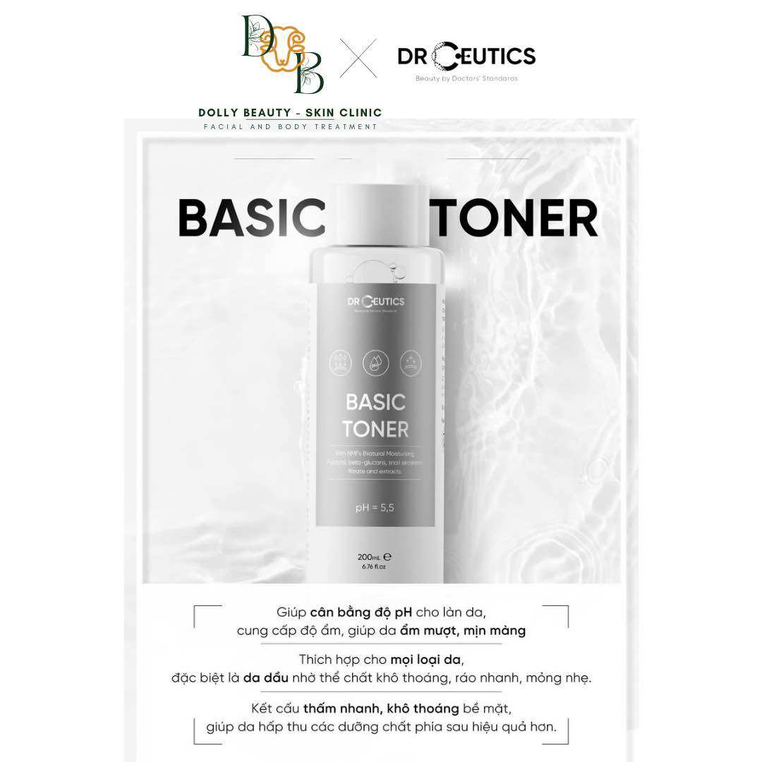 Dung dịch cân bằng độ pH BASIC TONER của DrCeutics - Chăm sóc da mặt - Nước hoa hồng và Xịt khoáng - pH 5.5 - 200ml - Chính hãng 100% - Cung cấp đầy đủ giấy tờ