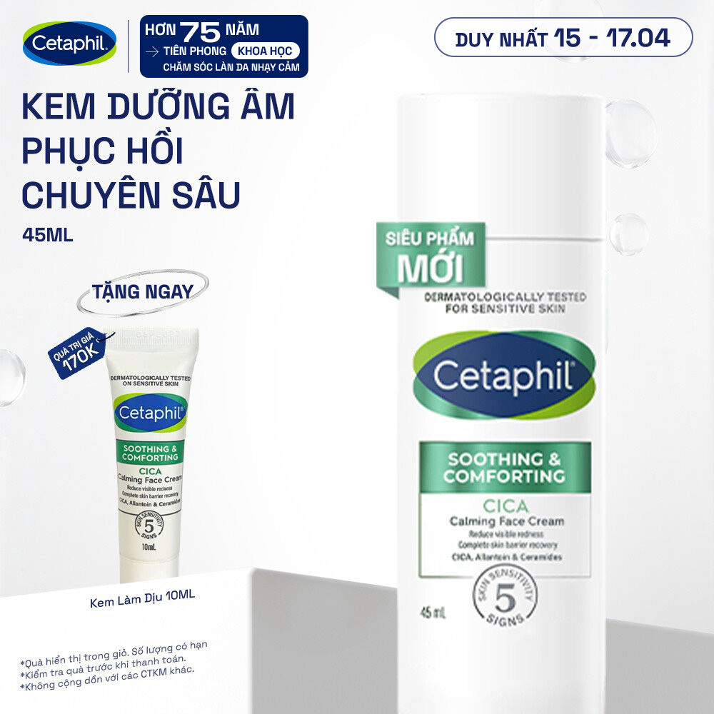 Kem dưỡng ẩm làm dịu và phục hồi chuyên sâu Cetaphil Soothing and Comforting Cica Calming Face Cream 45ml