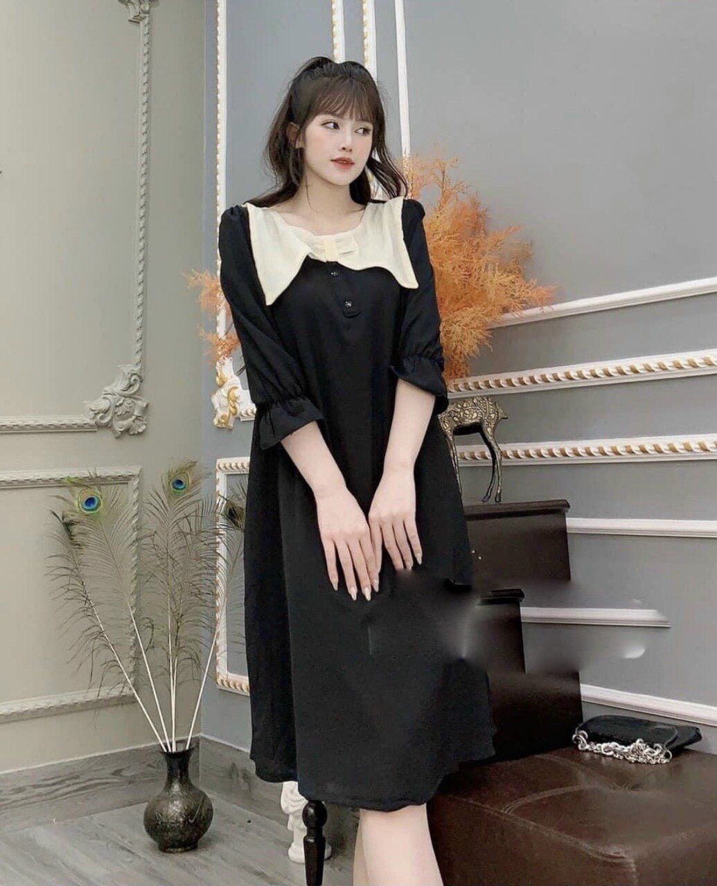 Đầm bầu công sở tay lửng thời trang