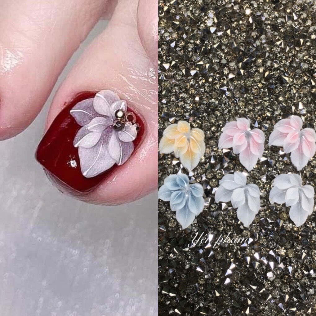 Hoa bột nail chân- Hoa góc trang trí nail chân